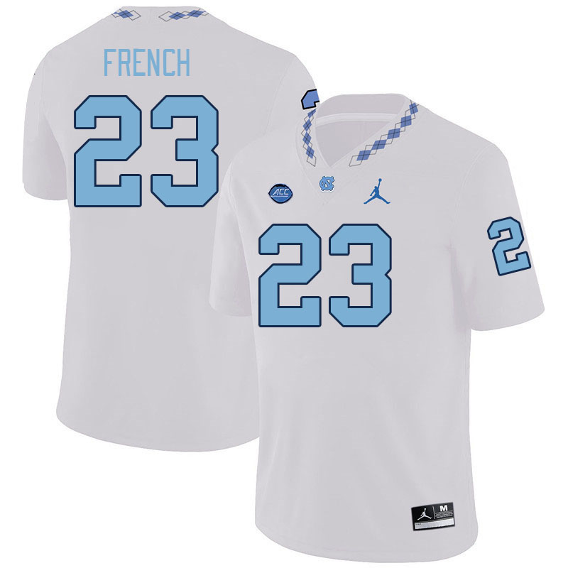 Men #23 Charleston French North Carolina Tar Heels College Football Jerseys Stitched-White